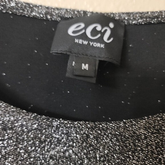 ECI New York womens Giltter Metalic Dress W/ Sleeve and Buttom Flutter Hem - Picture 9 of 9